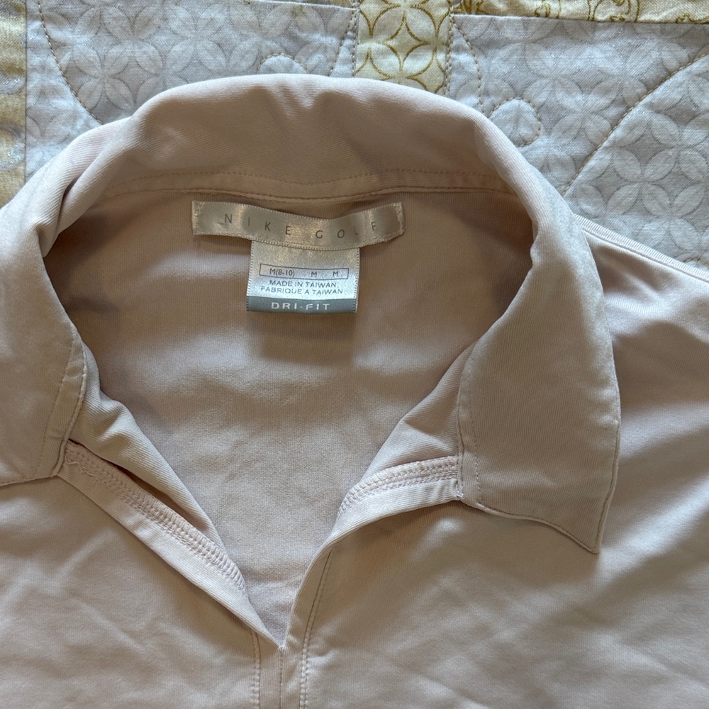 Nike Golf Dri-Fit Women’s Pink/Cream Long Sleeve Shirt - Picture 2 of 8